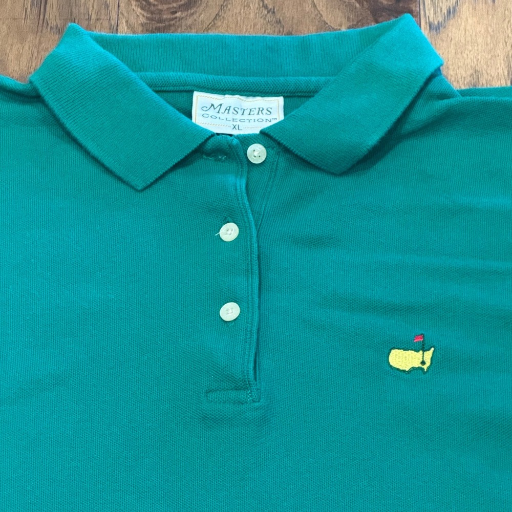 Masters Collection Mens XL Green Cotton Pique Golf Polo Shirt Tournament Logo